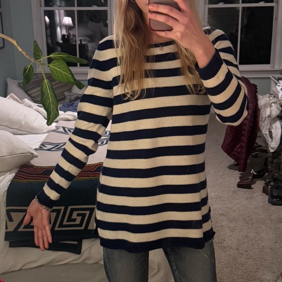 Navy and Cream Striped Sweater - Picture 3 of 3